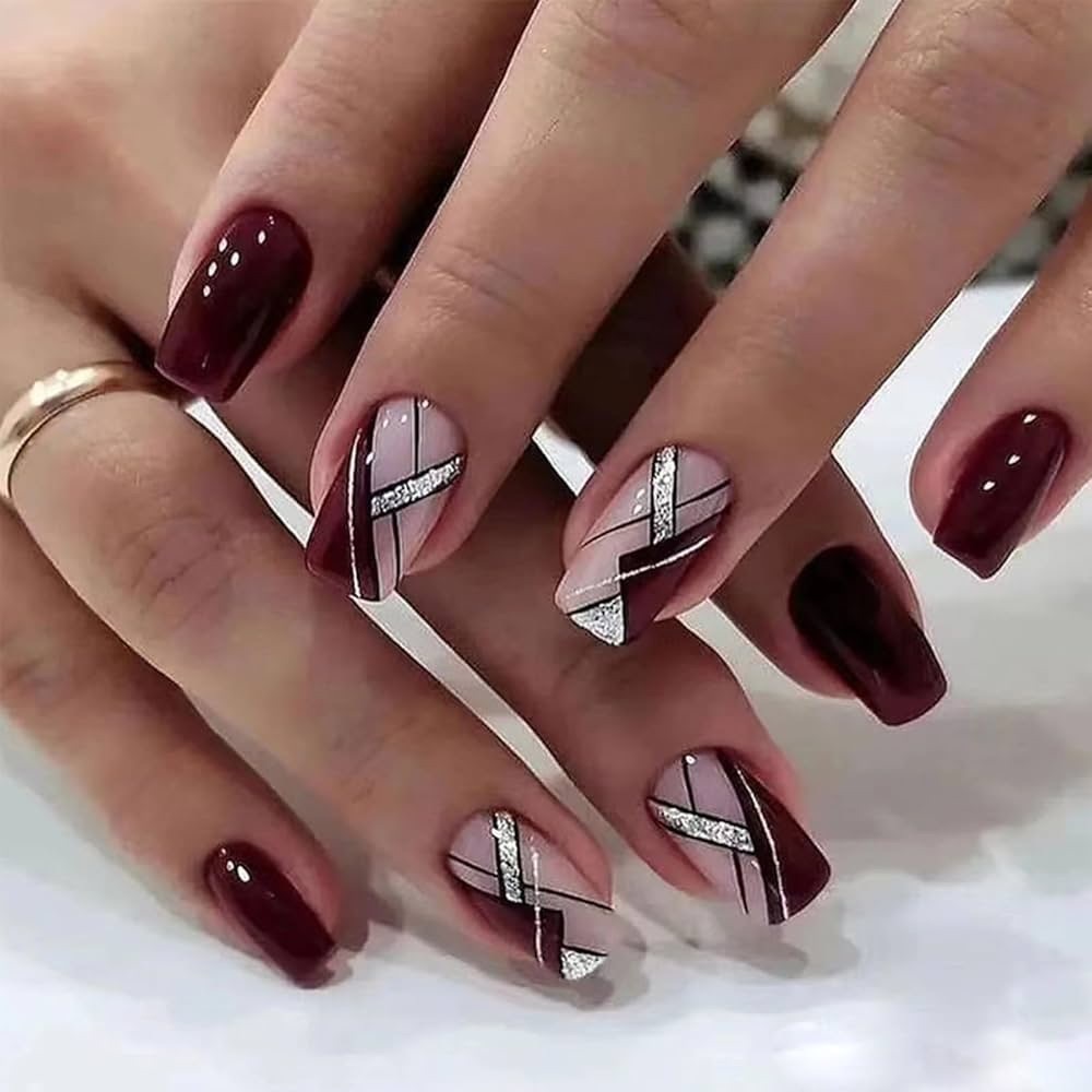Geometric Press On Nails
